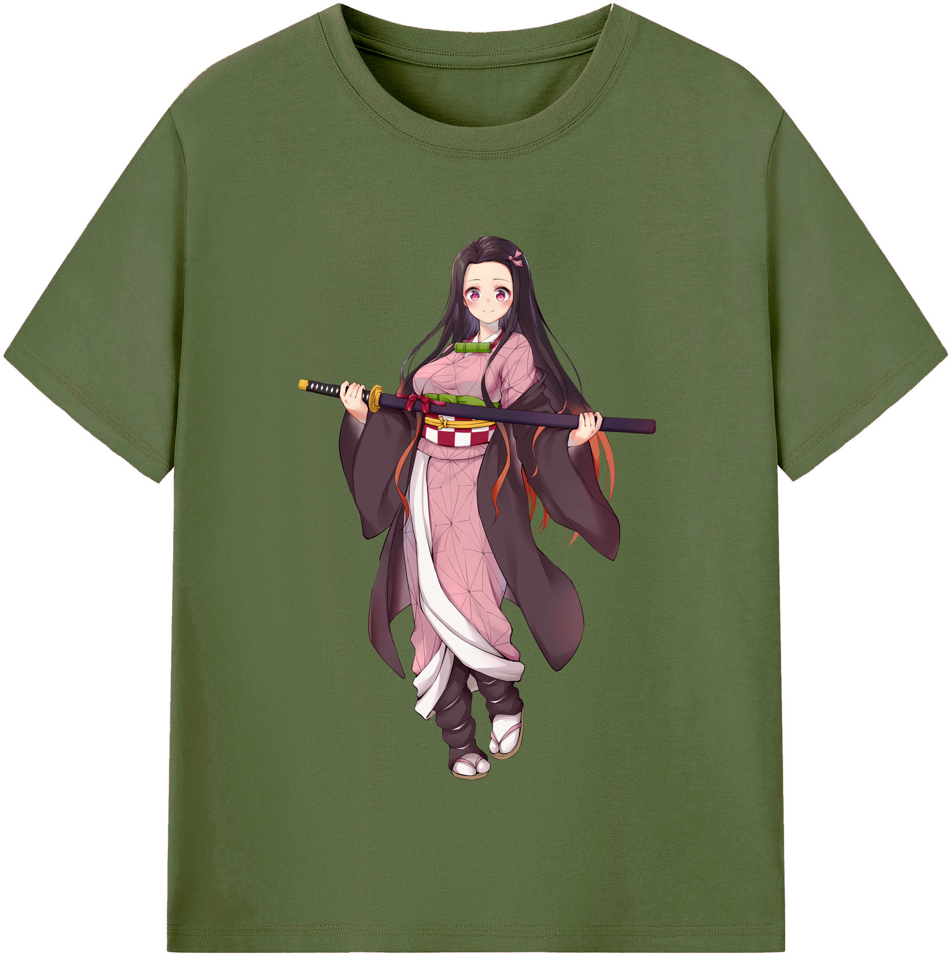 （画像用） 鬼滅の刃（きめつのやいば）竈門 禰󠄀豆子／かまど ねずこ Kamado Nezuko 綿100％半袖Tシャツ（フロントプリント）